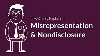 Misrepresentation and Nondisclosure  Contracts  Defenses amp Excuses [upl. by Davin496]