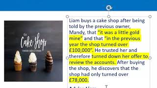 How to apply misrepresentation Liam cupcake scenario [upl. by Luemas]