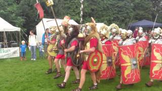 Roman Reenactment at the Amphitheatre in Caerleon Marching In [upl. by Nodle]