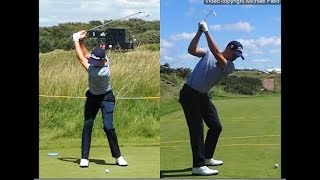 Justin Thomas golf swing  Long Iron faceon amp downtheline July 2017 [upl. by Dowell477]