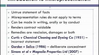 Misrepresentation Lecture 1 of 4 [upl. by Eerized]